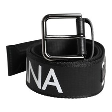 DOLCE & GABBANA Belt Black Leather Classic Metal Logo Buckle 100cm / 40in 570usd