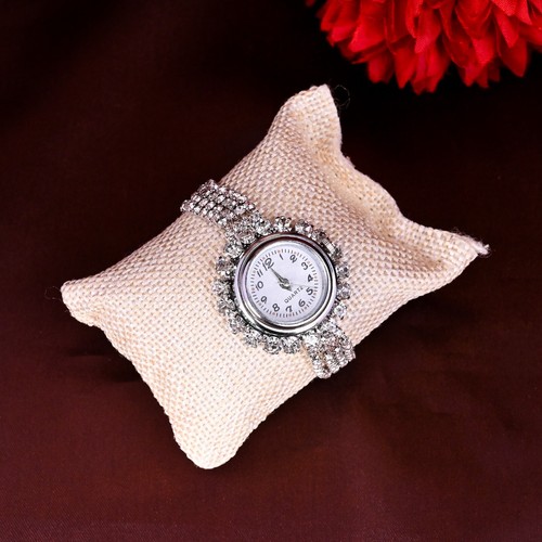Pearl Watch Natural Choker Silver Watch Analog Round Flower Analog Watch - Picture 6 of 10