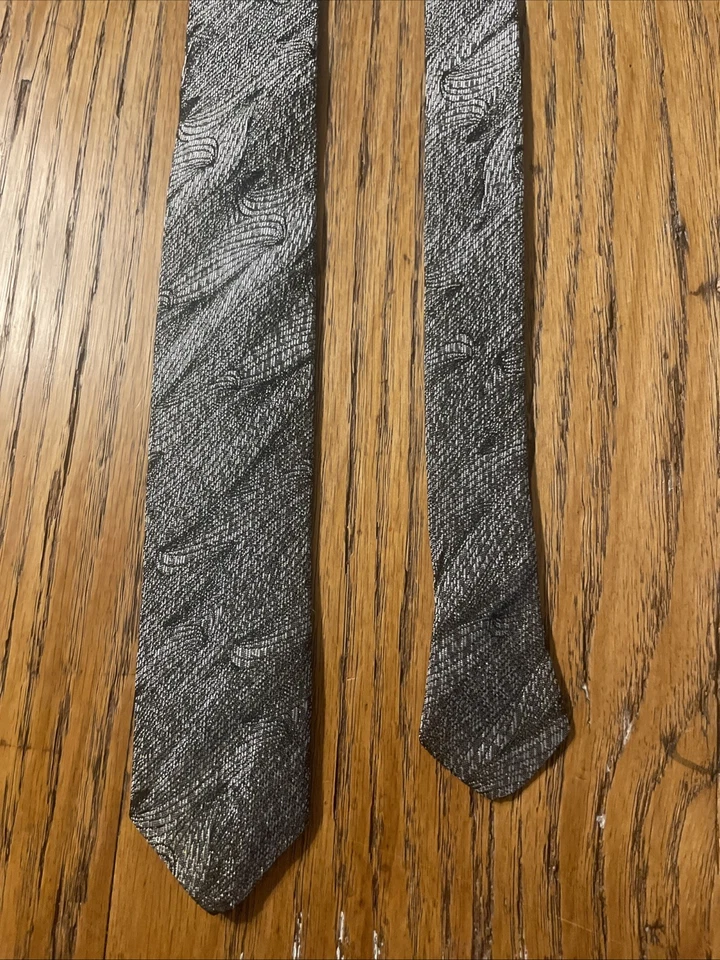 Corbata ajustada Rockabilly Expressions vintage de los 80 brillante metálica plateada VLV Foto 4 de 4