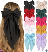 10PCS Big Hair Bows for Women  Girls, Oversized Satin Ribbon Clips, Cute