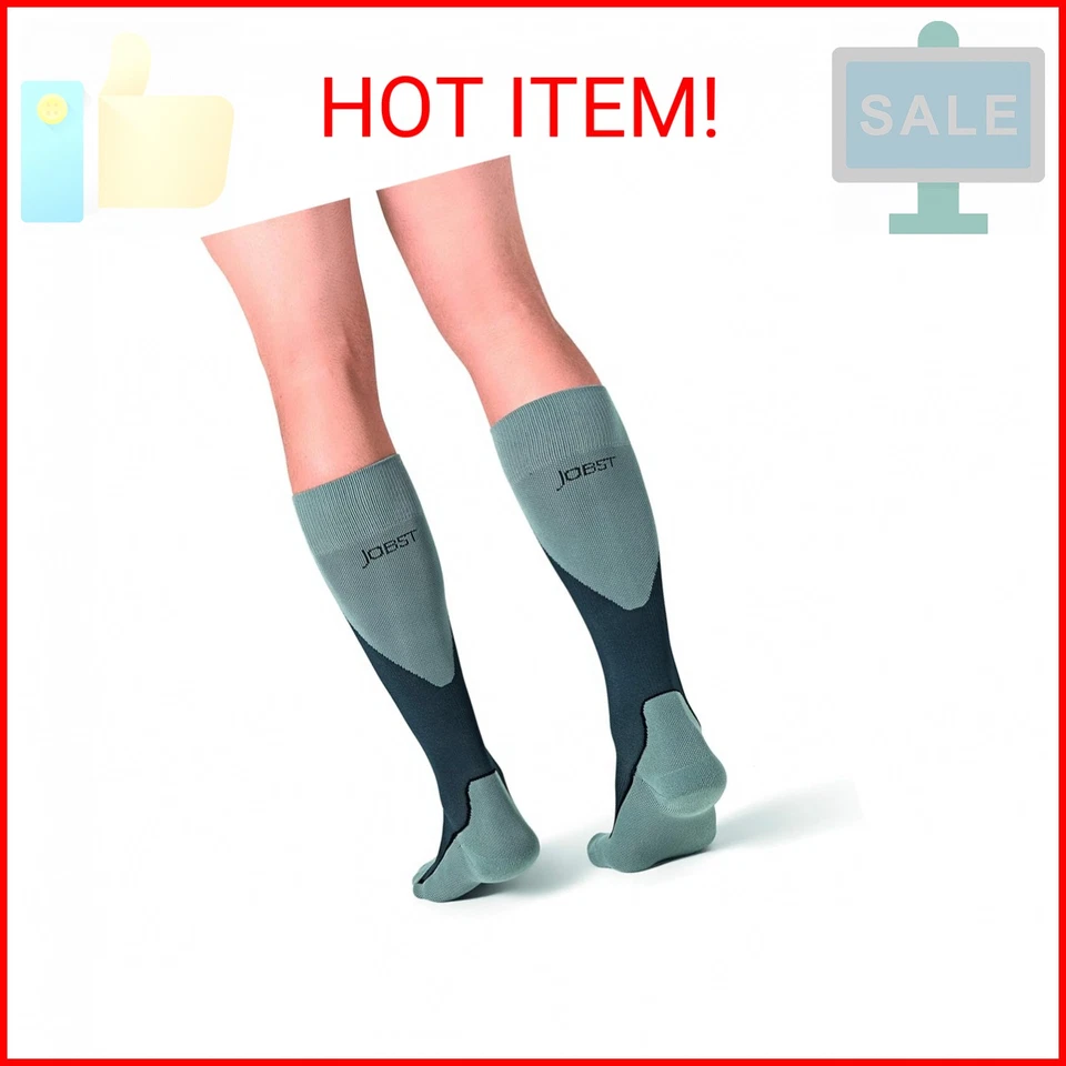 JOBST - 7528912 Sport Knee High 15-20 mmHg Compression Socks, Black/Grey, Large - Image 2 of 2