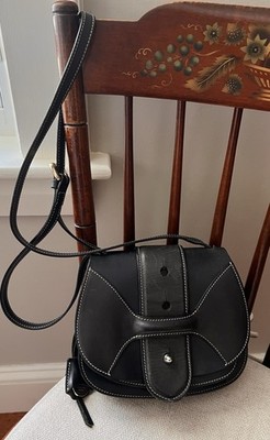 Boldrini Selleria 1955 Black Italian Leather Crossbody Saddle Bag Made Italy
