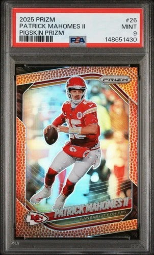 PATRICK MAHOMES II 2025 Prizm Pigskin #26 PSA 9 Mint POP 2 /180 Kansas Chiefs