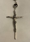 Vintage Sterling Silver Black Lava Bead Double Capped Rosary AFCO — photo 2
