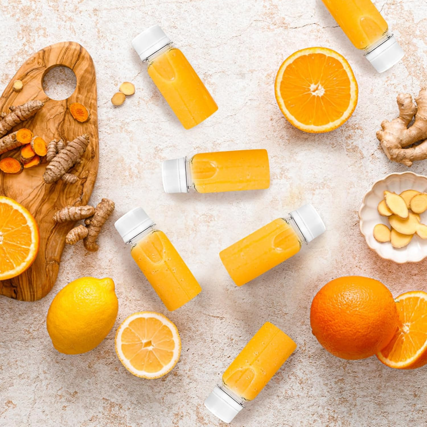 30 Pcs 2 Oz Small Plastic Bottles for Liquids,Ginger Shot with Caps,Empty Shot B