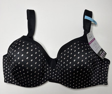 Playtex 4823 Secrets Perfect Shape Balconette Underwire Bra Black Dot 38C NWT