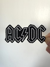 AC/DC Iron on Patch White Black Embroidered Rock Band