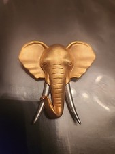 Vintage New ~ JJ Matte Gold Tone Elephant W/ Silver Tone Tusks Pewter Brooch Pin