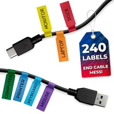 240 PCS Wire Tags for Cable Management – Cable Labels for Cords in 8 Colors - 