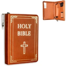 Concealed Carry Gun Pouch, Holy Bible Leather Soft Pistol Case Lockable Zipper