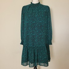 J. Crew XXS Long Sleeve Dress Smocked Ruffled Lined Tiered Knee Peasant 