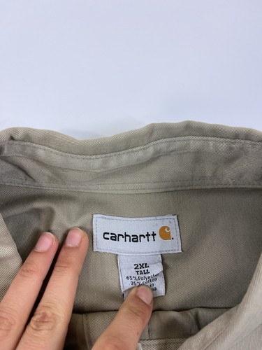 Carhartt Beige Mens Workwear Shirt Size 2XL TALL - Picture 3 of 4