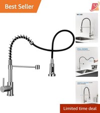 Stainless Steel Kitchen Faucet with Pull Down Sprayer Brushed Nickel Commercial