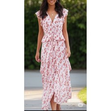 Ulla Johnson Avia Silk Dress 8 Wisteria Flowy Ruffle Romantic Coquette Boho