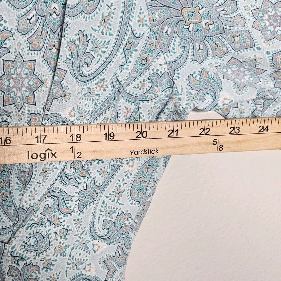 Top Talbots Mujer 2X Azul Paisley Floral Cuello en V Lateral Acanalado Manga 3/4 Foto 4 de 4