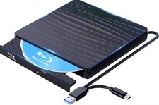 USB3.0 External Blu-ray Optical Drive for Laptop PC Windows 11/10 Mac 3D BD-RW