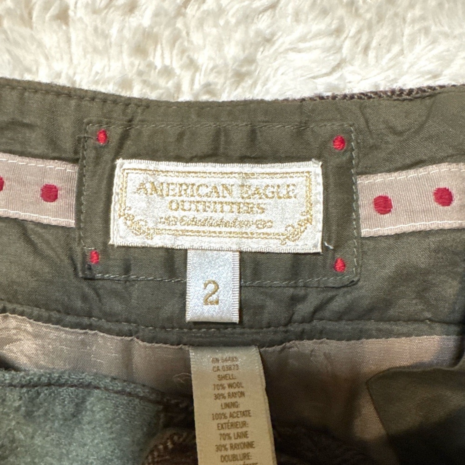 Y2K American Eagle Wool Patchwork Mini Skirt (Siz… - image 3