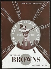 1951 New York Giants vs Cleveland Browns Program-Otto Graham Charlie Conerly