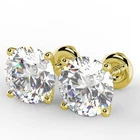 2 Ct Round Cut VS2/D Diamond Stud Earrings 14K Yellow Gold