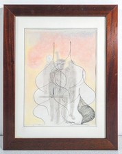 ⚜️ QUADRO EZIO GRIBAUDO MOSCA EPOCA 1970S DIPINTO PASTELLO CHINA TORINO