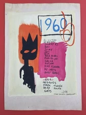 Jean-Michel Basquiat (Handmade) Drawing mixed media on paper signed & stamped