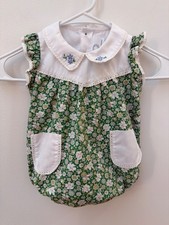 The Proper Peony Floral Baby Girl Romper 12 Months White Collar Embroidery