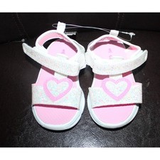toddler girls heart pink and white sandals size 5