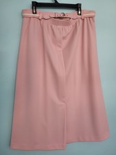 VTG Alfred Dunner Skirt 12 Pink Elastic Waist With Belt Made In USA