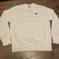 Nike Club Fleece Crewneck Sweatshirt White BV2662-100 Mens Size Medium NEW