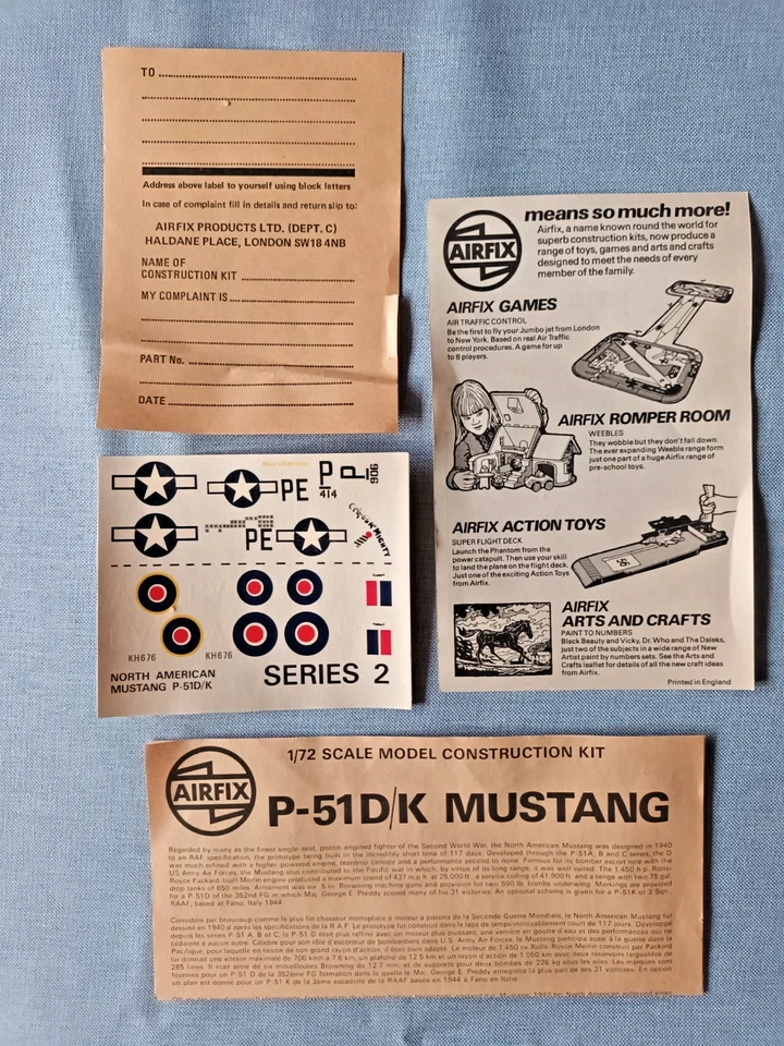 KIT Aeromodello MUSTANG - AIRFIX-72 #2045 - anni '70 - VINTAGE - Immagine 3 di 4