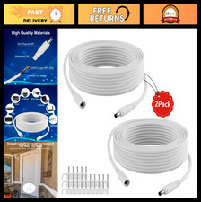 50FT 12V DC Power Extension Cable 2-Pack - 5.5mm x 2.1mm Adapter for CCTV, LED
