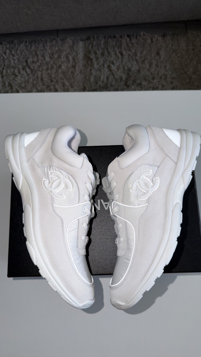 Chanel CC Logo Low Top Sneakers 'White' Reflective Size 43/10US View 2