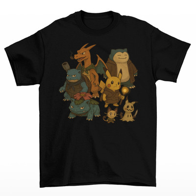 Dungeons & Pikachu T-Shirt Unisex Adult Funny Sizes Charizard Dnd D20 Snorlax