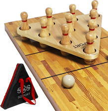 Shuffleboard Bowling Pin Set with 10 Pcs Premium Hardwood Bowling Pins Durabel T