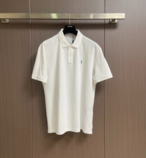 Saint Laurent White Cotton Polo Shirt Embroidered Logo Short Sleeve (XS - XL)