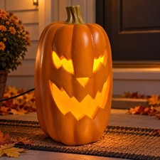 Lighted Halloween Jack O Lantern Pumpkin 15 Inch Electric Corded Fall Porch Deco