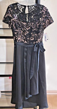 NWT-R M Richards Sequins Black Lace over Fleshtone Bodice w/Pockets - Size 10