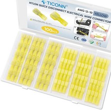 100 Pcs Nylon Spade Quick Disconnect Connectors Kit Style: Yellow 100Pcs