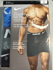 NIKE Essential Micro Men’s 3-Pack Boxer Briefs Black Blue Gray Size Large 36-38"