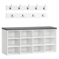 Garderobe Schuhregal Set Flur Schuhbank 12 FäCher Sitzbank Wandhaken 99 Kg