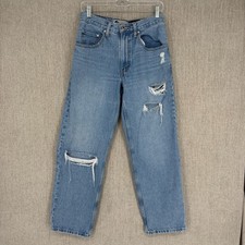 Levis Jeans Women 27 Light Wash SilverTab 94 Baggy Distressed All Cotton Denim