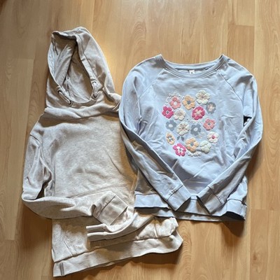 Yigga Mädchen 2-teiliges Set Hoodie & Sweatshirt Blumen bestickt Langarm