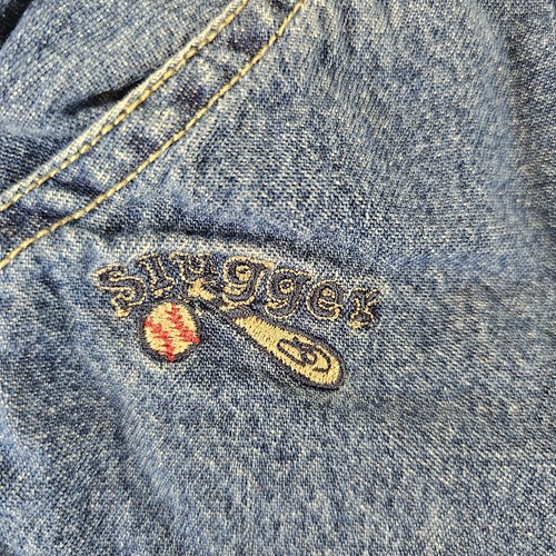 Vintage Faded Glory Boys Denim Overalls Size 3-6 Months Infant Slugger Baseball - Picture 2 of 9