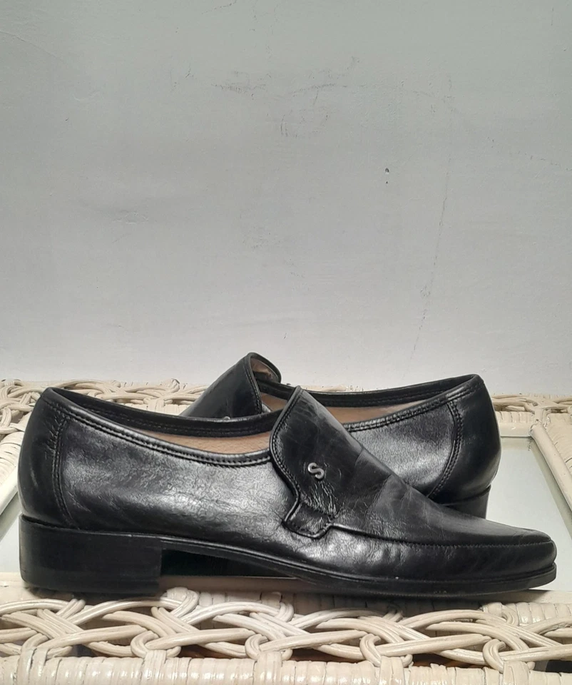 Original Salamander Herren Halbschuhe Slipper Leder Schwarz Gr. 40 - Wie neu - Bild 1 von 4