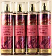 QTY 4 - Bath & Body Works COSTA RICA PINK PINEAPPLE SUNRISE Fine Body Mist Spray