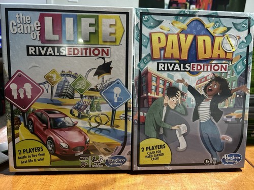 Hasbro Games Pay Rivals Edition & Life Rival Edition 2 Players Ages 8+ Sealed!