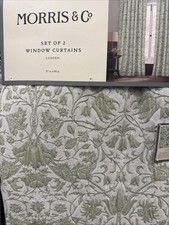 (2) Morris & Co Lodden Green Sage Floral Rod ...