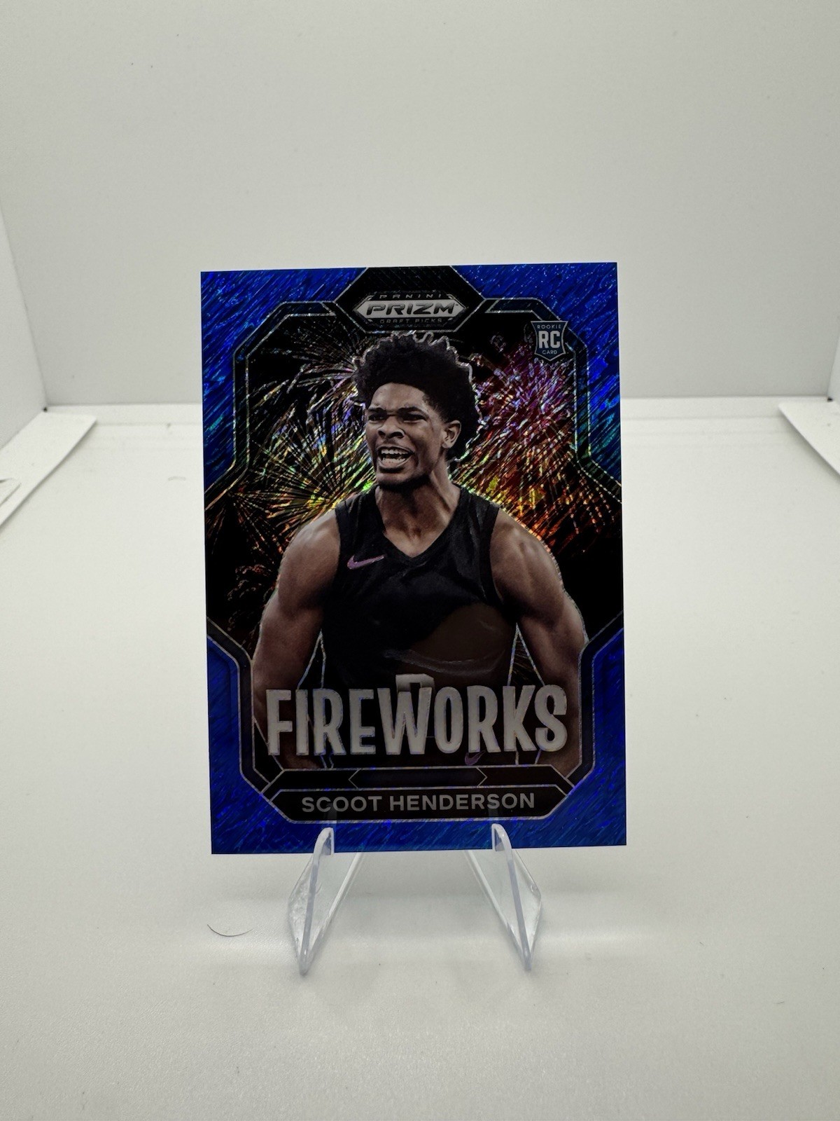 2023 Prizm Draft Picks - Fireworks Scoot Henderson #3 Blue Shimmer Prizm /19