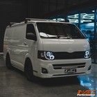 Black CCFL Angel-Eyes DRL LED Projector Head Lights for TOYOTA HIACE 11-14 VAN