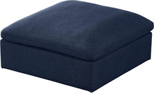 601Navy-Ott Serene Collection Modern  Contemporary Deluxe Comfort Ottoman, Soft